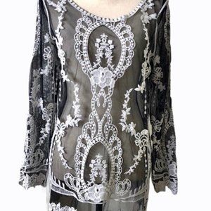 You Are Not Alone Tunic Coverup/Sheer Lace Sz M